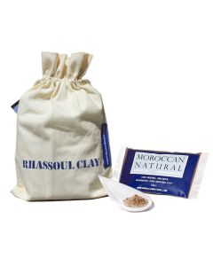 Moroccan Natural Rhassoul Clay 4x50 g Sachets - Calico Bag